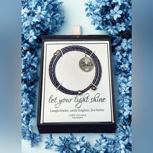 💙SPARKLE ALLURE💙Let Your Light Shine Navy Blue Leather Wrap with CZ Acce…
